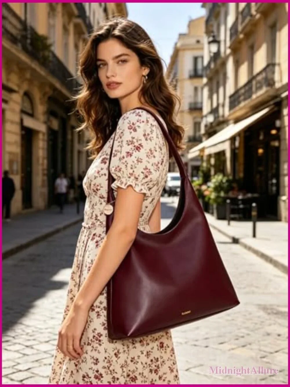 Medium Vegan Leather Hobo Bag Slouchy Shoulder Tote Work Purse with Zipper